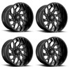 Set 4 Fuel D741 Runner 20x9 6x135 Gloss Black Milled Wheels 20" 1mm Rims